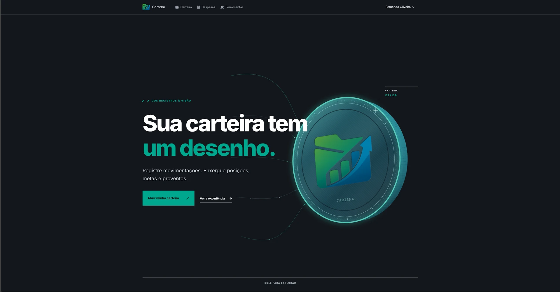Página inicial da Cartena: Sua carteira tem um desenho.